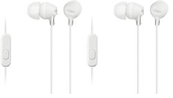 Sony MDR-EX15AP - Cuffie in-ear con microfono, Auricolari in silicone, Bianco (Confezione da 2)