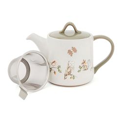 Cooksmart Forest Fable Teapot with Infuser | British Designed Stoneware Teapot | Woodland-Inspired Tea Brewer | Embossed Rustic Farmhouse Design | Dishwasher & Microwave Safe
