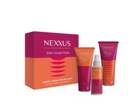 Nexxus, Cofanetto Sun Collection, Kit Capelli After Sun con Shampoo 200 ml, Balsamo 200 ml e Spray Beach Waves 150 ml, Nutre i Capelli, Azione Illuminante, con Cheratina Vegetale e Olio di Macadamia