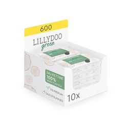 LILLYDOO Green naturalne chusteczki nawilżane, 10 opakowań po 60 sztuk (600 chusteczek), 100% tkanina bez plastiku i bez zapachu