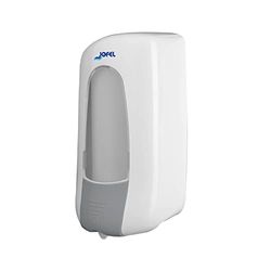 Jofel - Zeepdispenser voor aan de muur, navulbaar met schuim- en gelpatronen met een inhoud van 1 l, zeepdispenser voor badkamer, corrosiewerend ventiel en lekvrij, ABS-behuizing, Aitana AC73000, wit