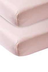 Meyco Baby Uni dra-på-lakan 2-pack för juniorsäng (lakan av mjuk jerseykvalitet, tillverkade av 100% bomull, perfekt passform tack vare elastiskt band runtom, mått: 70 x 140/150 cm), gammalrosa