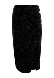 nolie Fluwelen rok voor dames met glitter, zwart, M