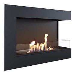 KRATKI Cheminée d'angle Delta - 700 x 280 mm - Cheminée Murale avec vitrage de 4 mm - Idéale pour Les intérieurs Ouverts et Modernes - Certifié TÜV - Rhénanie - Ouverture à Droite