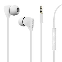 Puro Auricolare Stereo con Microfono Fine + Tasto Risp + Volume e Cavo Piatto Bianco
