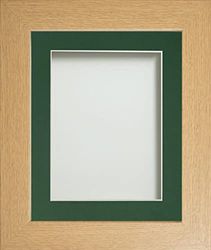 Frame Company Watson Beech Picture Photo Frame fitted with Perspex, 20x16 inch with Bottle Green Mount for image size 15x10 inch