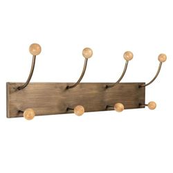 Romimex Perchero de Pared Marrón Metal Madera de Pino 51 x 19 x 13 cm