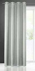 Eurofirany Rita Cortina lisa monocolor, 8 ilhoses, moderno, quarto, sala de solteiro, poliéster, cinzento aço, 140 x 250 cm