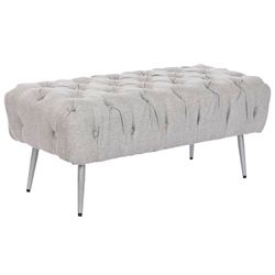 Home ESPRIT Zitbank, grijs, zilver, polyester, metaal, 103 x 46 x 42 cm