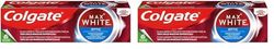 COLGATE - Dentifrice Blancheur Max White Optic - Blancheur Instantanée Cliniquement Prouvée - Élimine jusqu'à 100% des tâches à la Surface des Dents - Lot de 2 Tube de 75ml