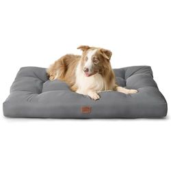 Bedsure Cama Perro Impermeable Extra Grande - 111x89x10 cm Colchón Perro Lavable, Cojín Perro Antipelo y Suave, Gris, XL