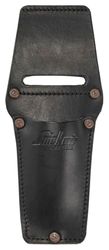 Funda para navajas multiusos de cuero negro 100%, resistente y elegante, ideal para proteger y transportar herramientas de corte.