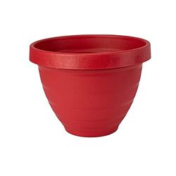The HC Companies Vaso ad anelli da 20,3 cm con disco autoirrigante, leggero, per interni ed esterni, in plastica, per erbe e fiori, rosso caldo