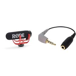 RØDE VideoMic GO Lightweight On-Camera Shotgun Microphone + SC4 TRS to TRRS Adaptor (3.5mm - Smartphone, Laptop Compatible) for Filmmaking, Content Creation and Location Recording