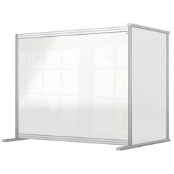 Nobo genomskinlig akryl skrivbordsdelare, 1,4 m hög, fristående skyddande sociala distansspärr, vakt- och skärmsystem, premium plus 1200 x 1000 mm 1915496