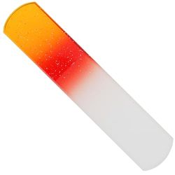 Lima in vetro per pedicure double face, giallo/rosso con glitter, lunghezza: 13,5 cm