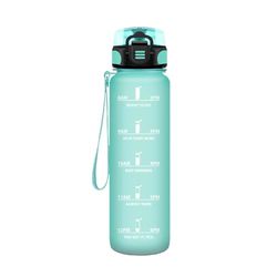 HoneyHolly Drinkfles sport, 500 ml, lekvrij, kunststof, waterfles, drinkfles, geschikt voor koolzuurhoudende dranken, sportfles voor fiets, kinderen, school, fitness, yoga, blauwgroen