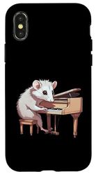 Carcasa para iPhone X/XS Divertido jugador de piano, pianista, profesor, músico, zarigüeya regalo