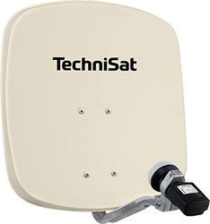 TechniSat DIGIDISH 45 – Antenne Satellite pour 1 utilisateur (Petite Installation Satellite de 45 cm - kit Complet avec Support Mural et Satfinder V/H-LNB) Beige