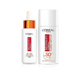 L'Oréal Paris Routine Illuminante e Protettiva, Con Siero 12% Pura Vitamina C e Fluido SPF 50+, Con Acido Salicilico, Revitalift Clinical, 30 ml + 50 ml