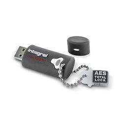 Integral Clé USB 64go Crypto-197 256-Bit 3.0 USB Mémoire Flash Drive cryptée - Certifiée selon la norme FIPS 197, Design étanche à double couche XTS-AES