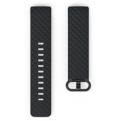 Hama Fitbit klockarmband 22 mm (justerbart ersättningsarmband för Smartwatch Fitbit Charge 3 och Charge 4, Fitbit armband för byte, utbytbart armband av TPU, rostfritt stålspänne) svart