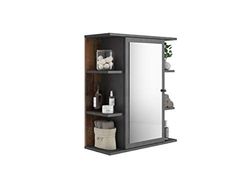 FMD Möbel Armadio a Specchio, Legno ingegnerizzato, Grigio, ca. 60 x 71,5 x 25 cm