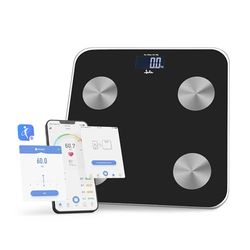 JATA HOGAR HBAS1155 - Báscula de Baño Digital, Bascula Grasa Corporal y Muscular con APP. Bascula Inteligente para Fitness. 15 Memorias. IMC. Calorías Diarias Recomendadadas. Hasta 180 kg