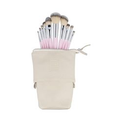 Ilu - Set Pennelli Trucco Rosa 10 Pezzi Professionale Con Pennelli Per Fondotinta Cipria Ombretto Eyeliner Correttore Blush e Organizer Cosmetico Vegan Design Elegante e Facile da Pulire