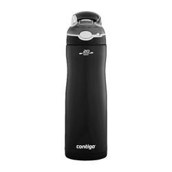Contigo Ashland Chill botella de acero inoxidable con pajilla, 100 % hermética, frío durante 24 horas, con aislamiento, botella térmica para deportes, ciclismo, senderismo, 590 ml