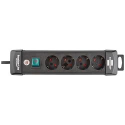 Brennenstuhl Extensão de tomadas premium com 4 tomadas de energia (cabo de 1,8 m, com interruptor, ângulo de 45 ° das tomadas de contacto de proteção, fabricado na Alemanha) preto