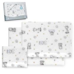 Interbaby Beddengoedset voor kinderbed, 60 x 120 cm, 100% polyester, warm, inclusief hoeslaken, dekbedovertrek en kussensloop, ideaal voor de winter, koala-wit/blauw