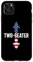 Custodia per iPhone 11 Pro Max Due posti USA bandiera uomo inappropriato umorismo due posti