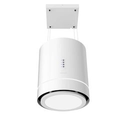Cecotec Hotte aspirante 44cm îlot rond Bolero Flux Cre 448000 White A++. Finition Blanche, Aspiration 800M3/H, Moteur 210W, Commande Electronique, Lumière, Filtre à Charbon