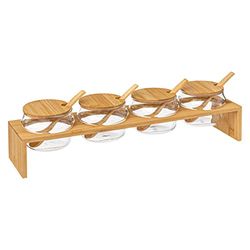5five - soporte con 4 tarros de cristal con cucharas de bambú