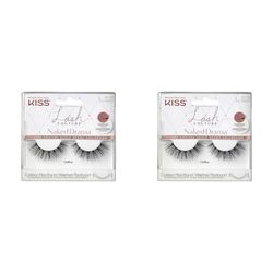 KISS Lash Couture Naked Drama Collection 1 Pair of False Lashes, Chiffon, Full and Fluffy Faux Mink Fake Eyelashes with Cushion Flexi Band includes Lash Glue (Pack of 2)