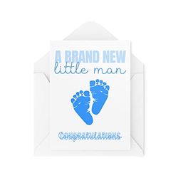 Nieuwe Baby Kaarten | Een Nieuwe Kleine Man Gefeliciteerd Kaart | Zoon Pasgeboren Collega Werk Kantoor Collega Vriend Baby Boy | CBH1067