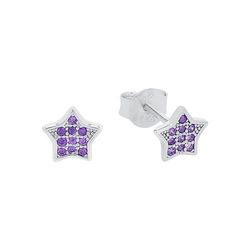 Amor boucles d'oreilles en argent 925 sterling pour les enfants, avec zirconium synthétisé, 0,6 cm, argent, étoile, Livré dans une boîte cadeau,