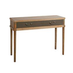 Romimex Konsola naturalna zielona z drewna sosnowego 100 x 80 x 30 cm 2 szuflady