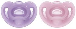 NUK Sensitive Schnuller | 0–6 Monate | 100 % Silikon für zarte Haut | BPA-frei | lila & rosa | 2 Stück
