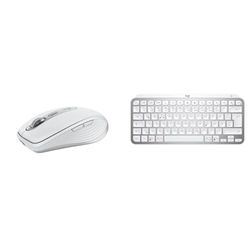 Logitech MX Anywhere 3S draadloze muis snel scrollen 8K DPI volgt op elke ondergrond, Pale Grijs & Logitech MX Keys Mini draadloos toetsenbord, lichtgrijs, QWERTZ