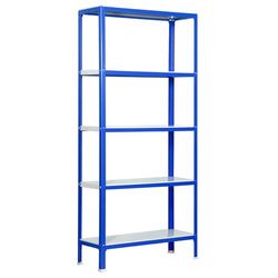 SimonRack Livraria estante salão, 1800 x 800 x 300 mm, 5 alturas, estilo industrial, metal, azul/branco - Simon Home