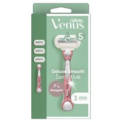 Gillette Venus Deluxe - Maquinilla de afeitar suave y sensible para mujer, 3 unidades, con 5 cuchillas duras como un diamante