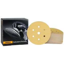 Mirka Gold Universal Sanding Paper Ø 150mm Grip 7-hole, grit P220, 100 pcs / For sanding plaster, filler, chipboard, wood, varnish