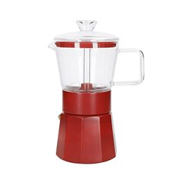 La Cafetière Verona Glass Espresso Maker, Red, 6 Cup, Gift Boxed