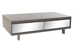 DRW Salontafel van melamine en spiegel, lichtgrijs gelakt, 140 x 70 x 40,5 cm