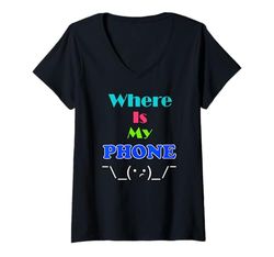 Mujer Camiseta Dónde está mi teléfono Camiseta Cuello V