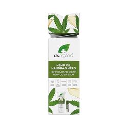 Dr Organic Hemp Oil Hand Bag Hero Gift Set, with Hand Cream & Lip Balm, Moisturising, Restoring, Natural, Vegan, Cruelty-Free, Paraben & SLS-Free, Recycled & Recyclable, Organic