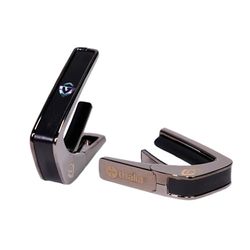 Guild Black Chrome Finish Capo - Ebony Inked on Black Ripple w/G Shield