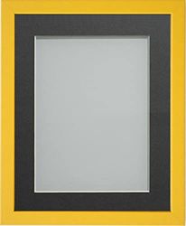 Frame Company Jellybean Range Mustard Yellow Wooden 24x20 inch Picture Photo Frame with Grey Mount for Image 20x16 inch * Choice of Colours & Sizes* Fitted with Perspex